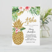 Goldene Ananas Brautdusche Einladung Sukkulent (Stehend Vorderseite)