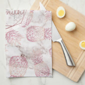 Goldene Ananas der geometrischen Rose Marmormuster Handtuch (Viertel Falte)