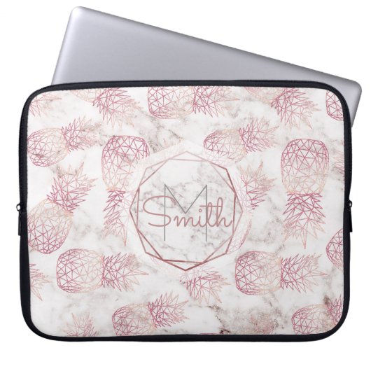 Goldene Ananas der geometrischen Rose Marmormuster Laptopschutzhülle (Vorderseite)