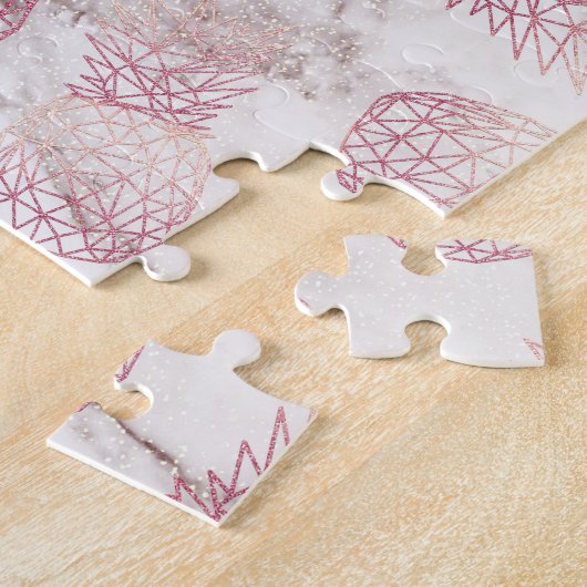 Goldene Ananas der geometrischen Rose Marmormuster Puzzle (Seite)