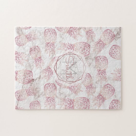 Goldene Ananas der geometrischen Rose Marmormuster Puzzle (Horizontal)