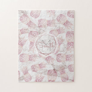 Goldene Ananas der geometrischen Rose Marmormuster Puzzle