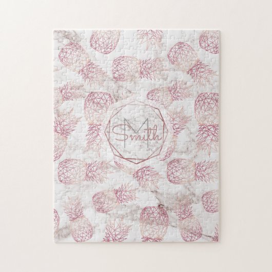 Goldene Ananas der geometrischen Rose Marmormuster Puzzle (Vertikal)