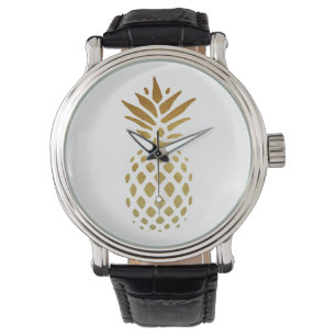Goldene Ananas, Frucht im Gold Armbanduhr