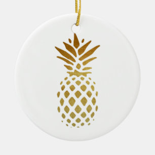 Goldene Ananas, Frucht im Gold Keramik Ornament