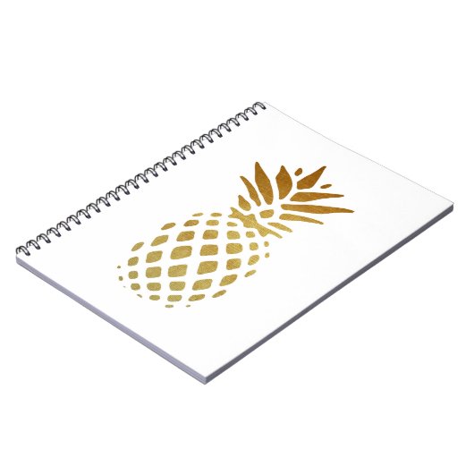 Goldene Ananas, Frucht im Gold Notizblock (Linke Seite)