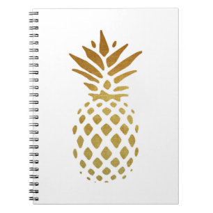 Goldene Ananas, Frucht im Gold Notizblock