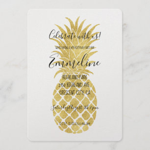 Goldene Ananas Geburtstag Einladung