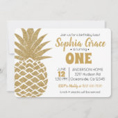 Goldene Ananas Geburtstag Luau Einladung (Vorderseite)