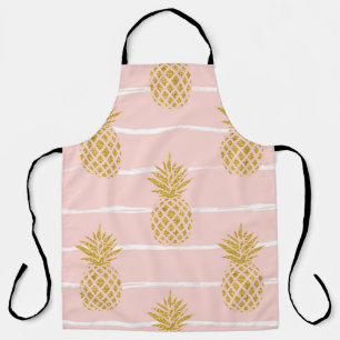 Goldene Ananas, gestreifter Sommerhintergrund. Schürze