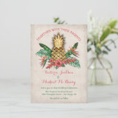 Goldene Ananas-Hochzeit Einladung (Stehend Vorderseite)