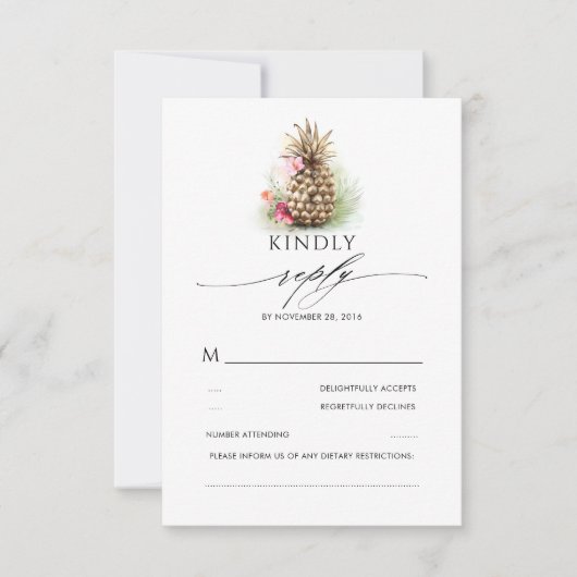 Goldene Ananas-Hochzeit RSVP Karte (Vorderseite)