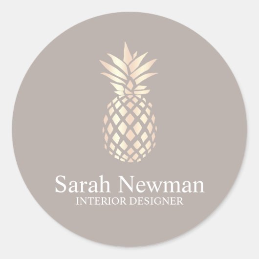 Goldene Ananas-Innenarchitektin der Rose Runder Aufkleber (Vorderseite)