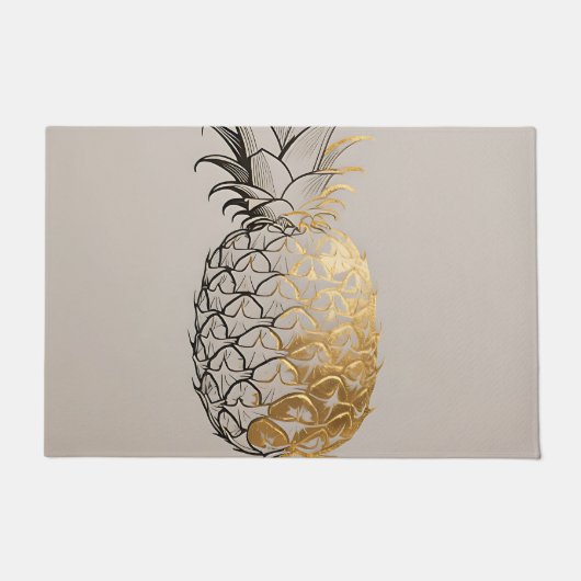 Goldene Ananas-Linienkunst Fußmatte (Vorderseite)