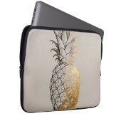 Goldene Ananas-Linienkunst Laptopschutzhülle (Vorne Rechts)