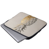 Goldene Ananas-Linienkunst Laptopschutzhülle (Vorne Knopf)