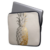 Goldene Ananas-Linienkunst Laptopschutzhülle (Vorderseite Links)