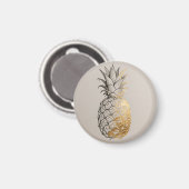Goldene Ananas-Linienkunst Magnet (Vorderseite/Rückseite)