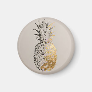 Goldene Ananas-Linienkunst Magnet