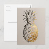 Goldene Ananas-Linienkunst Postkarte (Vorne/Hinten)