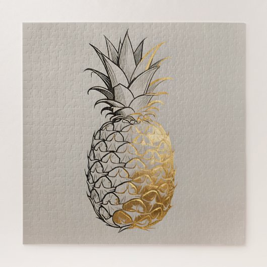 Goldene Ananas-Linienkunst Puzzle (Vertikal)