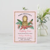 Goldene Ananas Luau Party Einladung (Stehend Vorderseite)