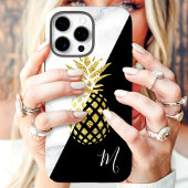 Goldene Ananas Marmor Schwarz Monogramm Case-Mate iPhone Hülle