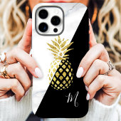 Goldene Ananas Marmor Schwarz Monogramm Case-Mate iPhone Hülle