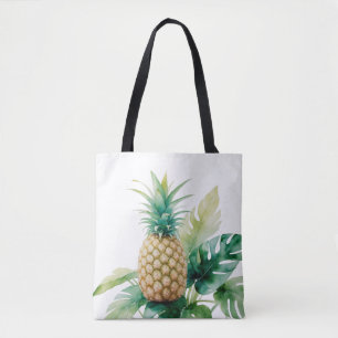 Goldene Ananas mit Monstera Tasche