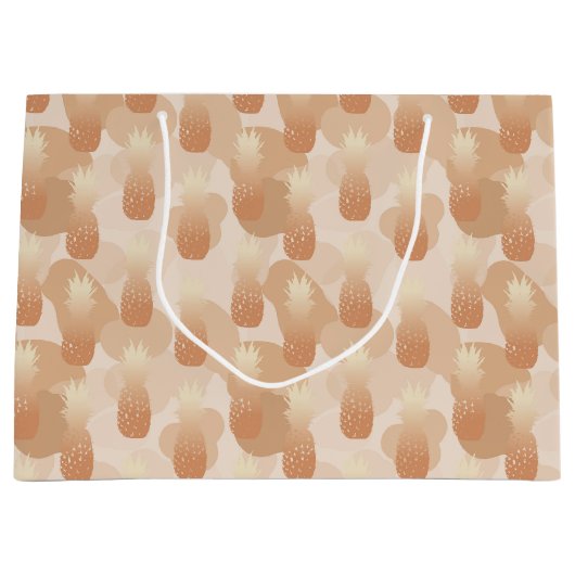 Goldene Ananas-Muster Tropisch Große Geschenktüte (Vorderseite)