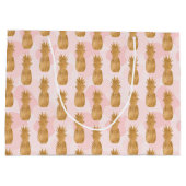 Goldene Ananas-Muster Tropisch Große Geschenktüte (Rückseite)