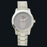 Goldene Ananas-Polka-Punkte der Rose Armbanduhr<br><div class="desc">Modernes und femininines Design mit Imitaten Rose goldenen Ananas und Polka Punkte Hintergrund.</div>
