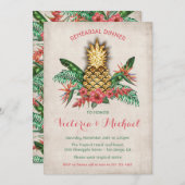 Goldene Ananas Probe Abendessen Einladung (Vorne/Hinten)