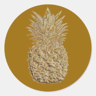 Goldene Ananas Runder Aufkleber