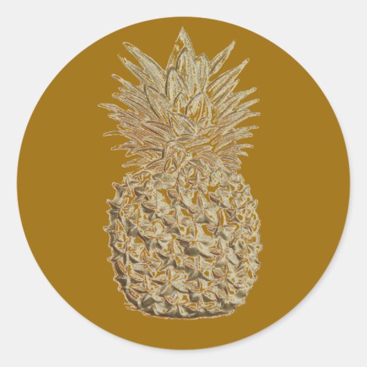 Goldene Ananas Runder Aufkleber (Vorderseite)