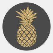 Goldene Ananas Runder Aufkleber (Vorderseite)