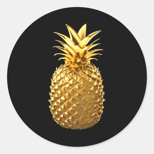 Goldene Ananas Runder Aufkleber (Vorderseite)