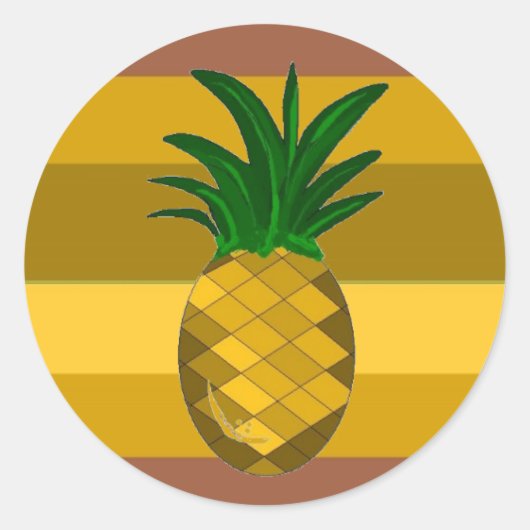 Goldene Ananas Runder Aufkleber (Vorderseite)