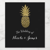 Goldene Ananas Schwarzes Tropisches Museum Weinetikett (Einzelnes Label)