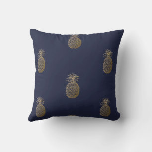 Goldene Ananas, Streifen - Personalisiert Kissen