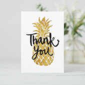 Goldene Ananas-Tropen Dankeschön-Script Dankeskarte (Stehend Vorderseite)
