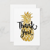 Goldene Ananas-Tropen Dankeschön-Script Dankeskarte (Vorne/Hinten)