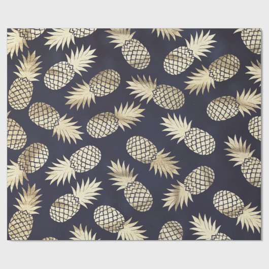 Goldene Ananas Tropical Pineapa Girly Chic Pattern Geschenkpapier (Flach)