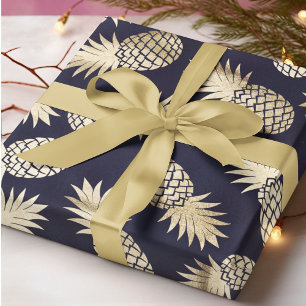 Goldene Ananas Tropical Pineapa Girly Chic Pattern Geschenkpapier
