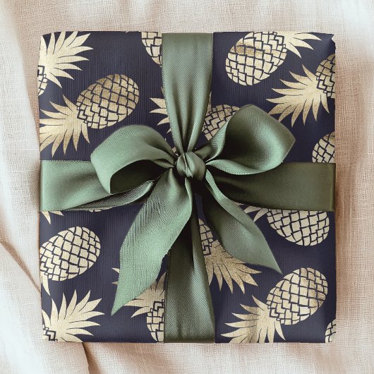 Goldene Ananas Tropical Pineapa Girly Chic Pattern Geschenkpapier