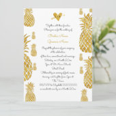 Goldene Ananas Tropische Sommerhochzeit Einladung (Stehend Vorderseite)