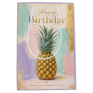 Goldene Ananas Tropischer Geburtstag Mittlere Geschenktüte