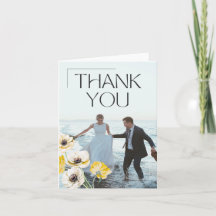 Goldene Anemone Minimalistische Hochzeits-Dankeskk