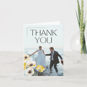 Goldene Anemone Minimalistische Hochzeits-Dankeskk Dankeskarte