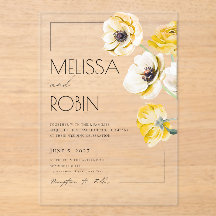 Goldene Anemonen-Blumen-Minimal-Hochzeits-Einladun